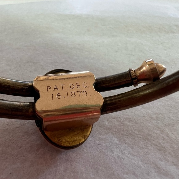 Victorian 1879 bracelet 10k bypass mourning onyx pearl - Picture 3 of 6